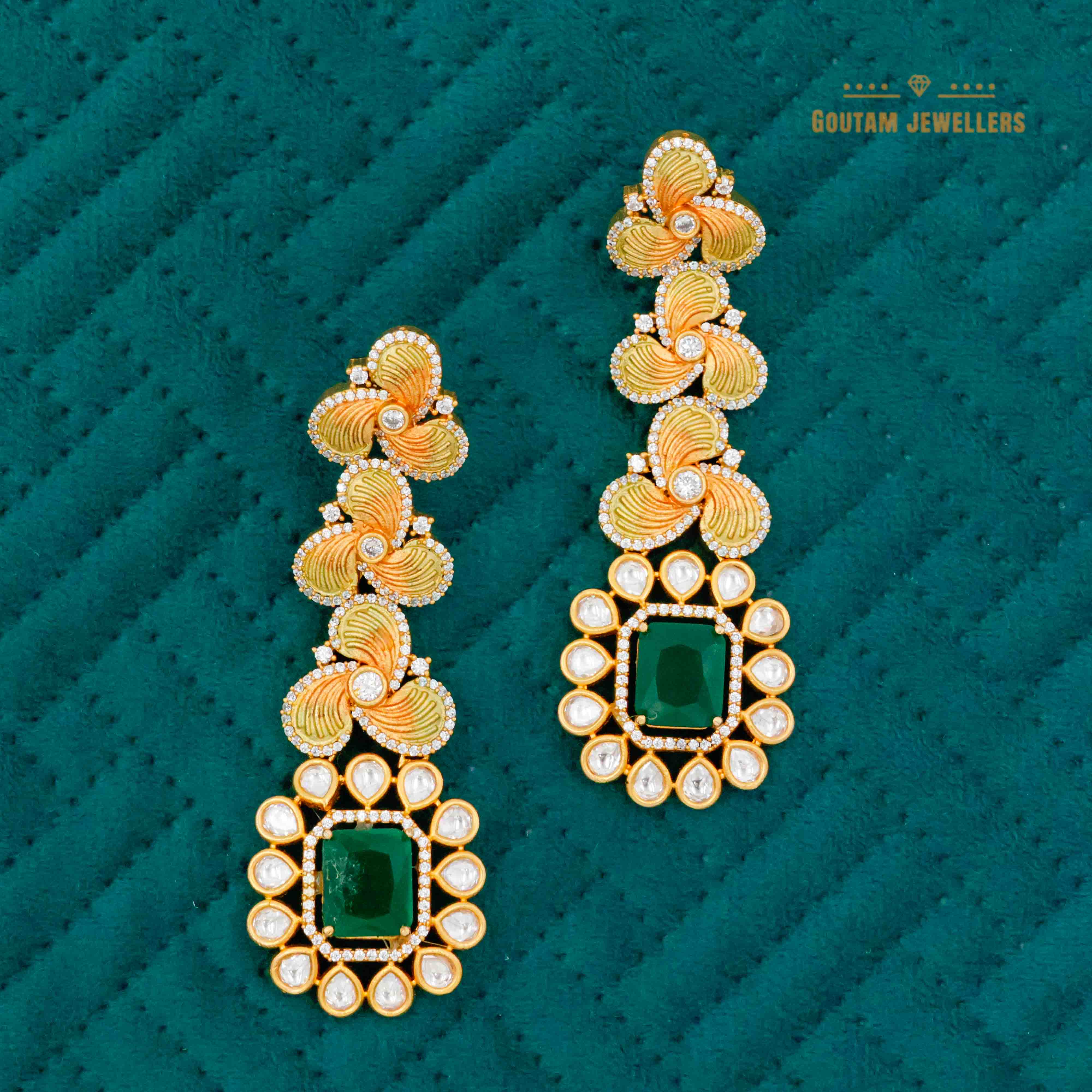 Goutam Jewellers By Ashok Rathod - Fancy Polki Kundan with Minakri Earrings