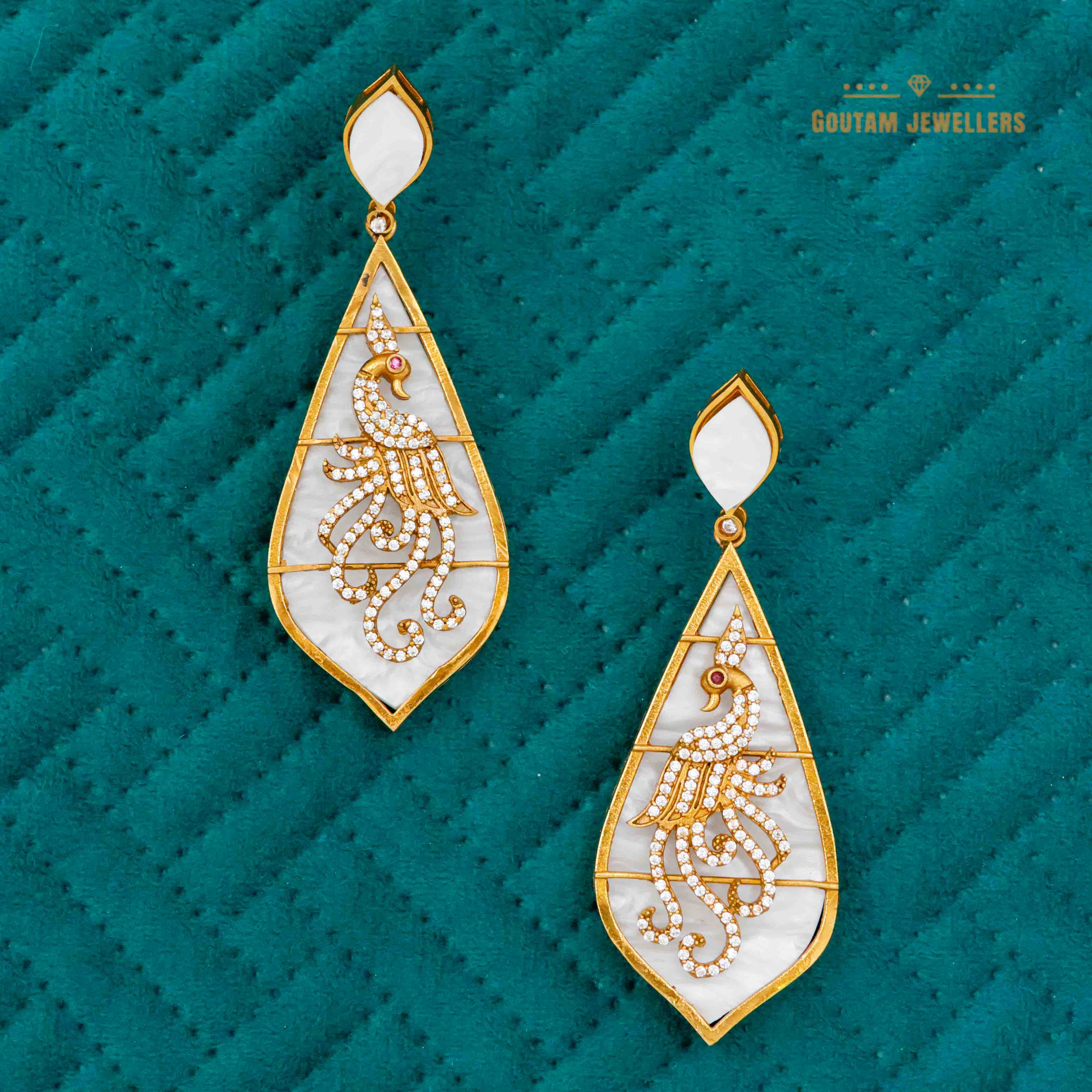 Goutam Jewellers By Ashok Rathod - Peacock Engraving M.O.P Sheets Earring
