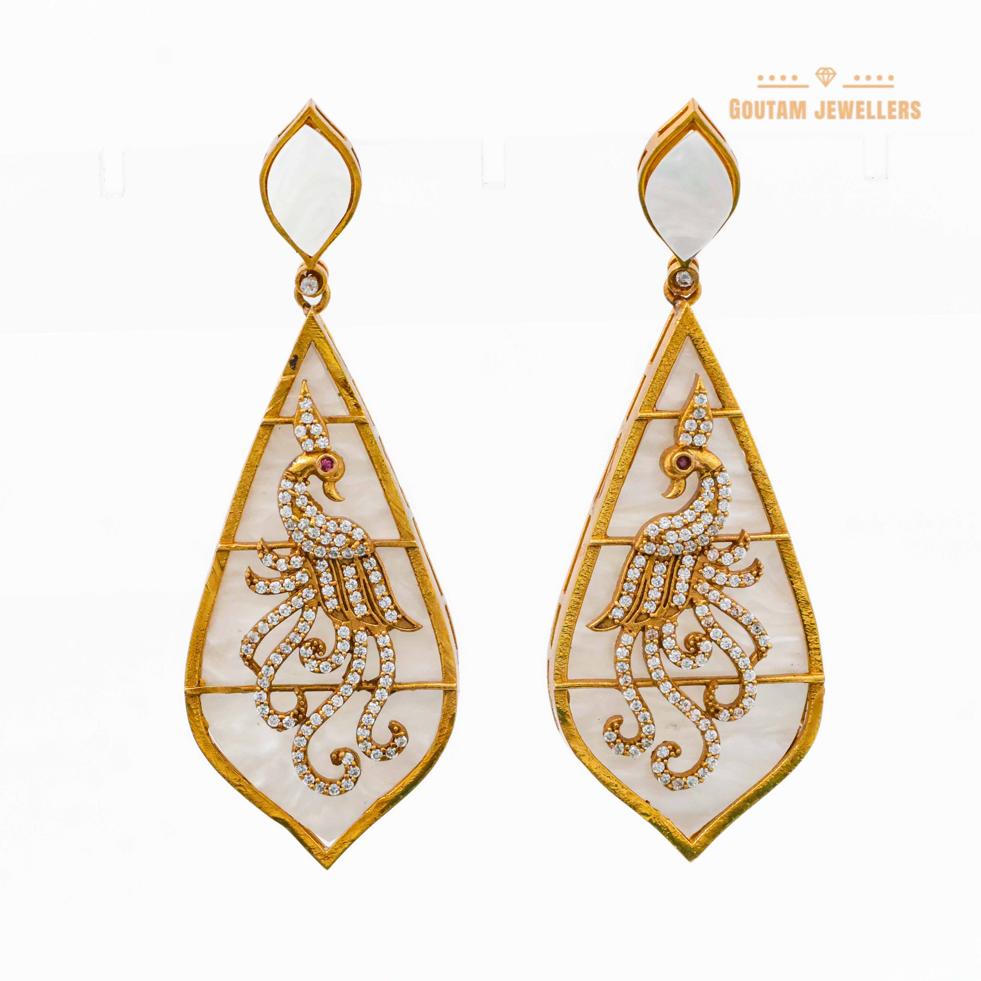 Goutam Jewellers By Ashok Rathod - Peacock Engraving M.O.P Sheets Earring