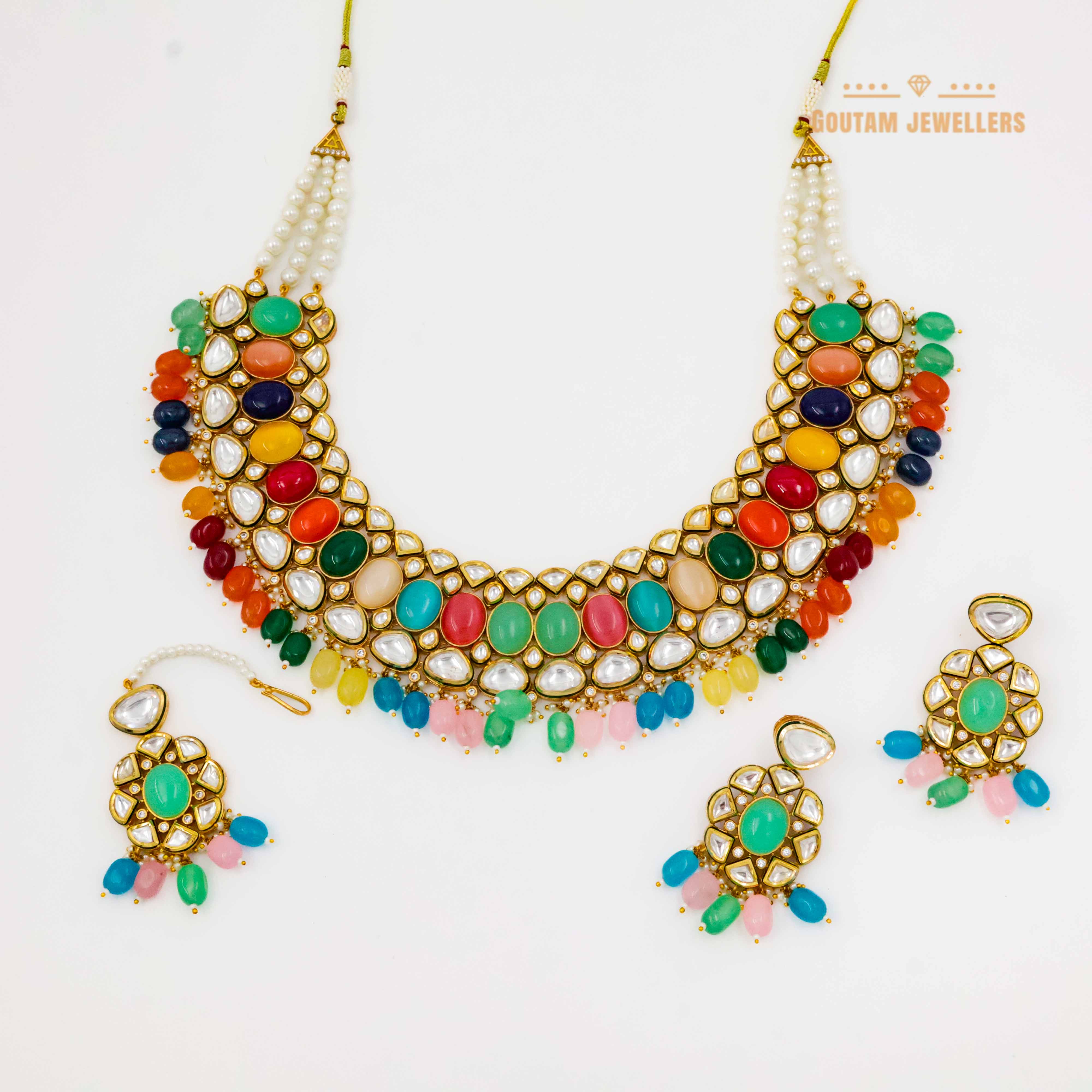 Premium Quality Navratan Polki Kundan Set