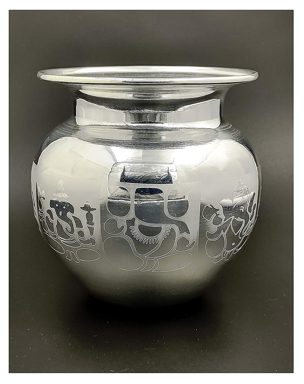 Pooja Items Store - Set of Five Silver Puja Kalashas