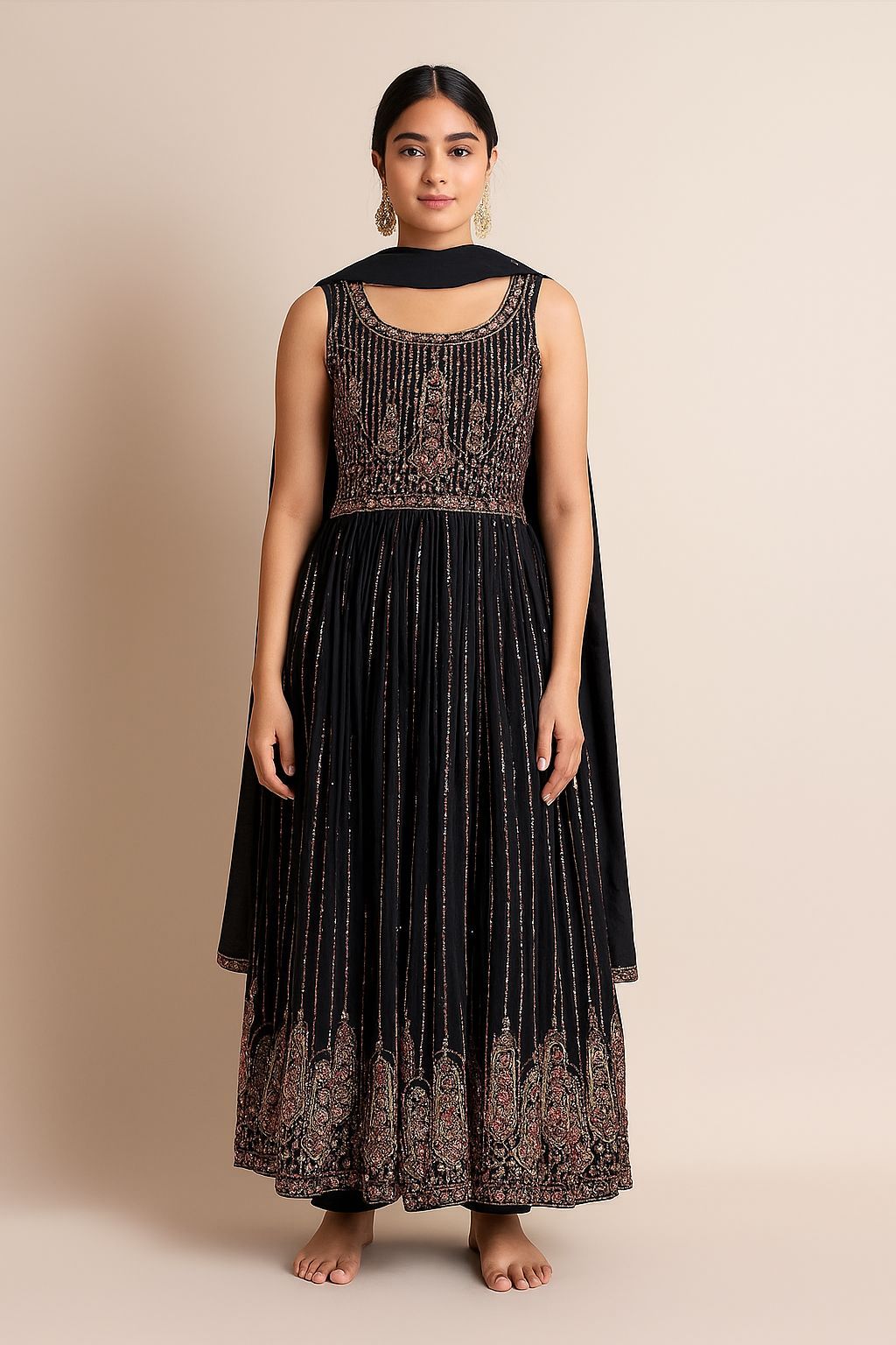 Shree Shanti Selection - Black Colour Anarkali Dress