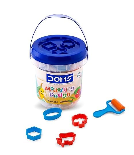 DOMS Modelling Dough 15 Shades (300g) | Soft & Colourful Clay for Kids | Easy to Knead | DIY Art & Craft Set | Safe & Non-Toxic Creative Dough for Children -