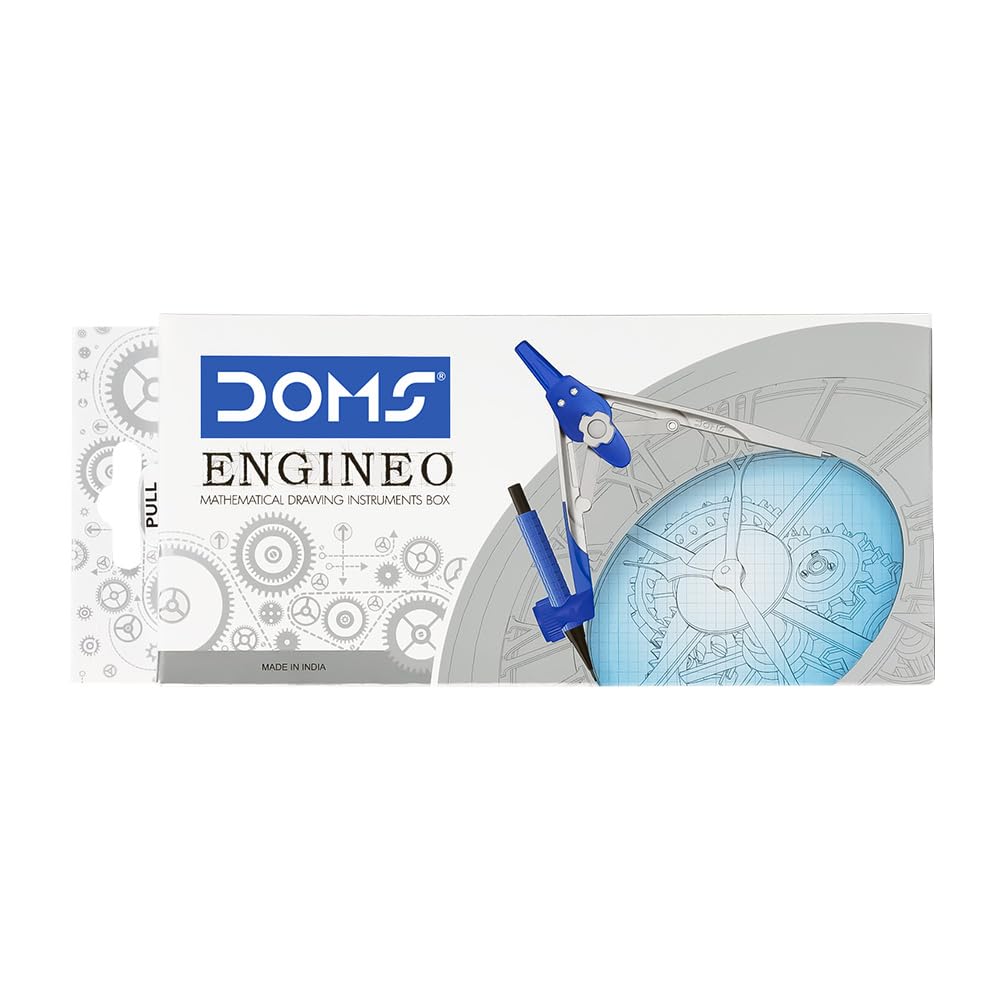 DOMS ENGINEO Geometry Box & Mathematical Drawing Instruments | 2-in-1 Convertible Leg Joint | Precision Metal Compass Set for Students & Engineers -
