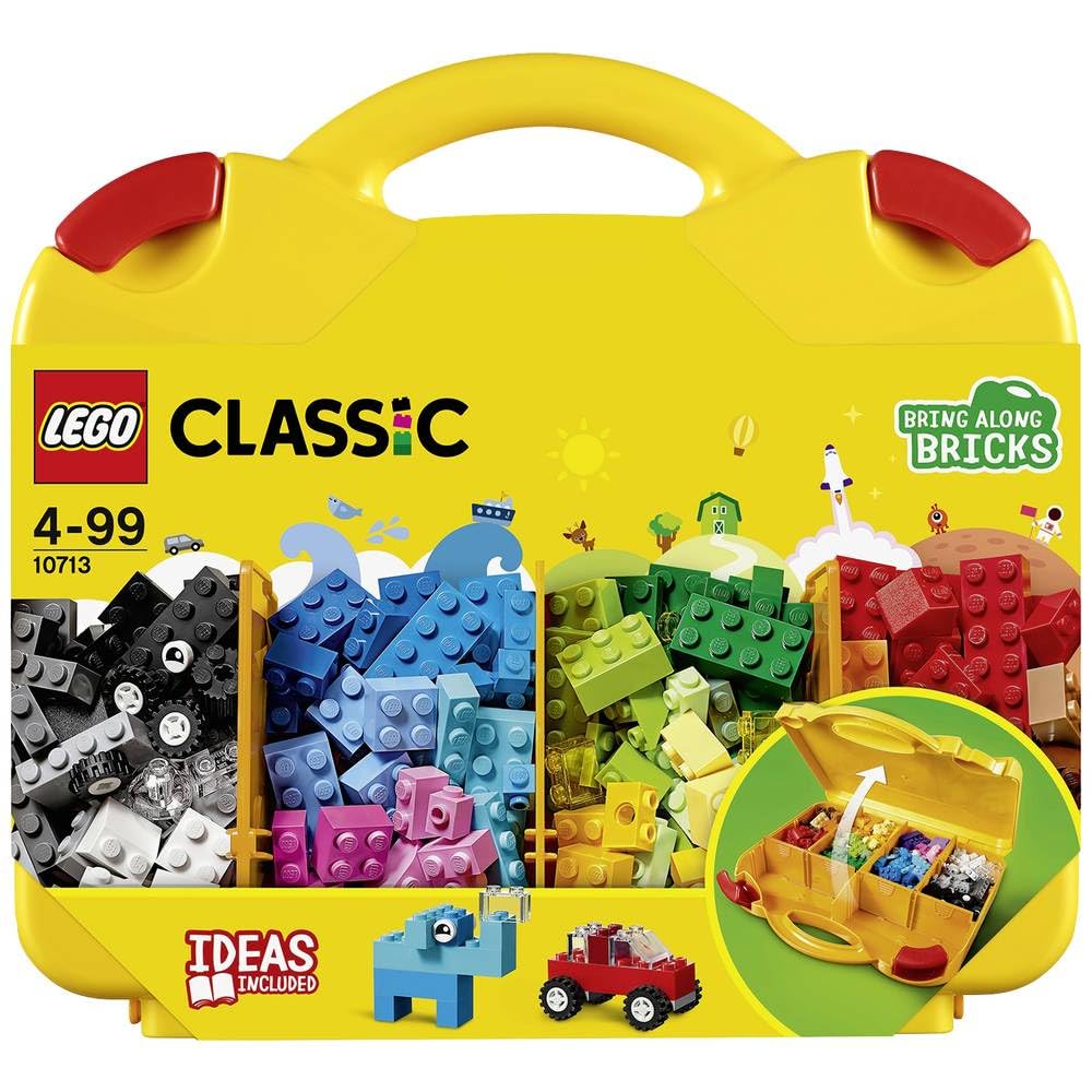 LEGO Classic 10713 Creative Suitcase – 213 Piece Building Bricks Kit with Storage Case | Gift for Kids Age 4+ -