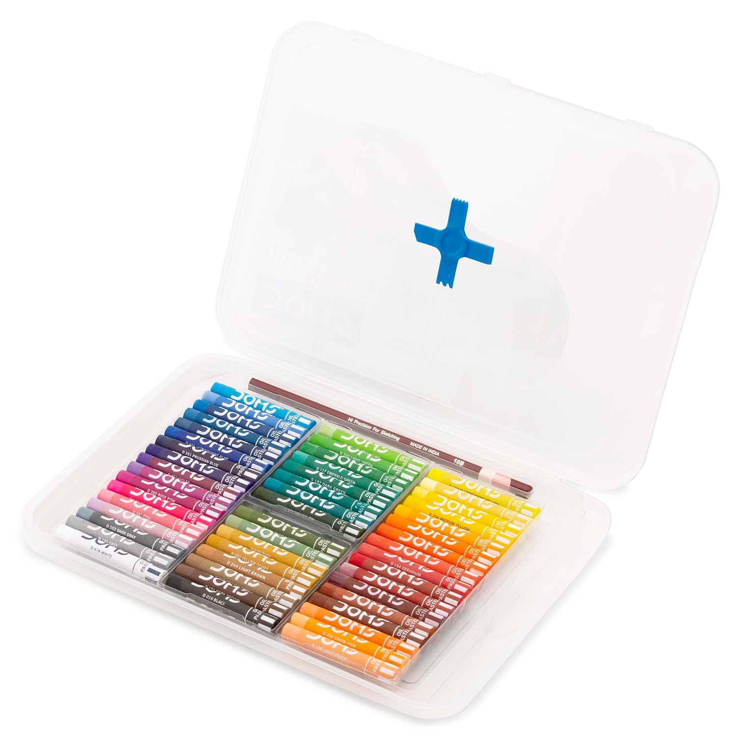 DOMS 50 Shades Oil Pastels with Plastic Case | Smooth Colour Blending for Artistic Effects | Bright & Intense Shades | Free Scraping Tool | Non-Toxic & Safe for Kids -
