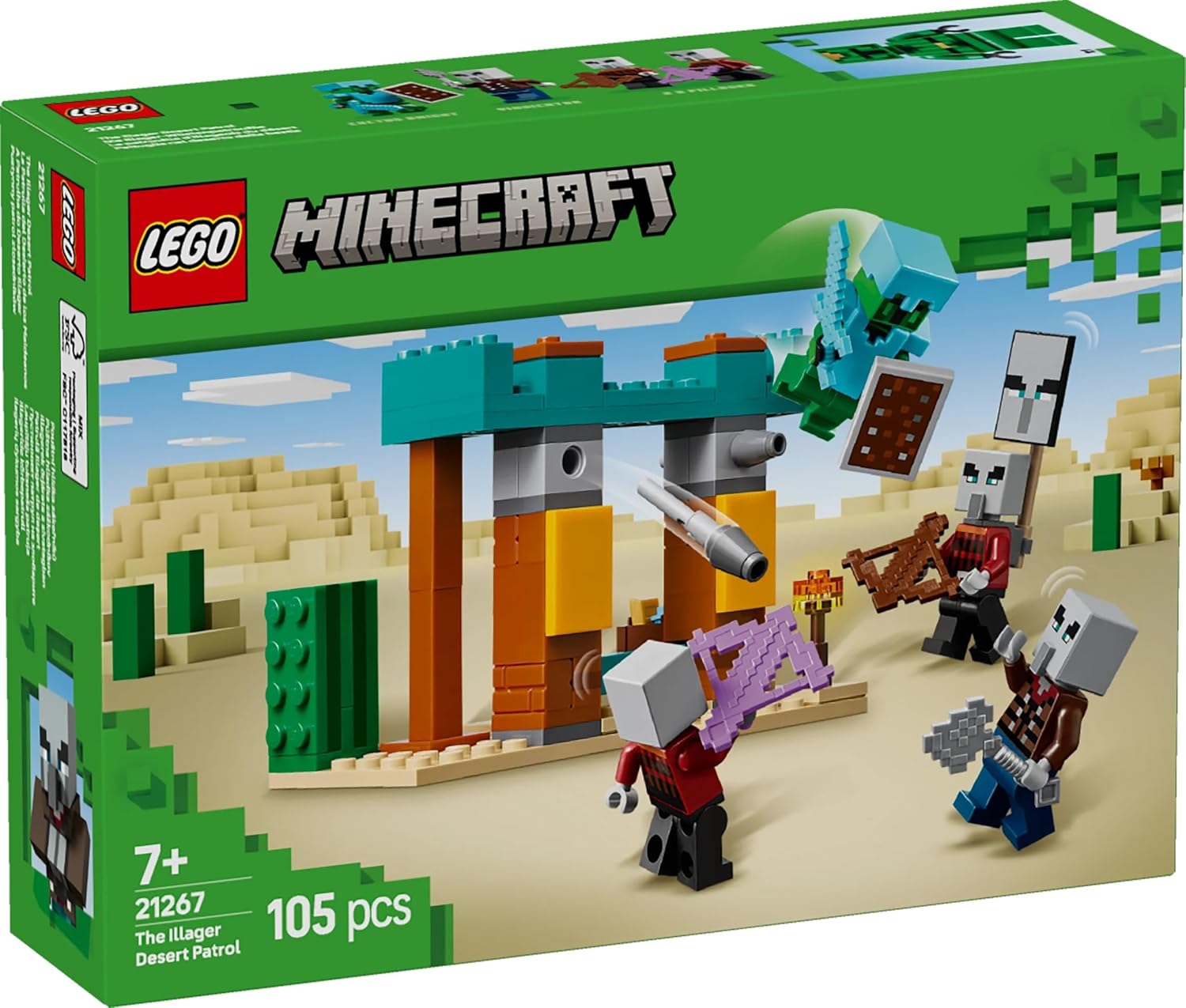 LEGO Minecraft The Illager Desert Patrol 21267 – 105-Piece Building Kit for Ages 7+ | Gift for Boys & Girls