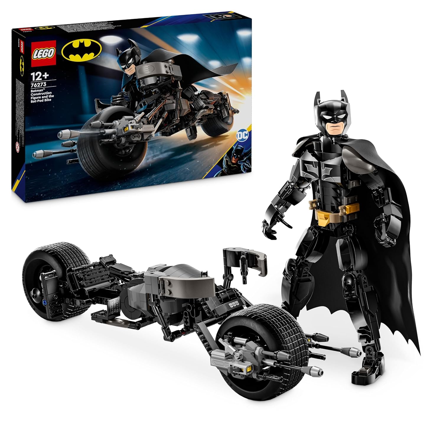 LEGO DC Batman: Batman Construction Figure & The Bat-Pod Bike 76273 – 713-Piece Building Set for Ages 12+ | Gift for Boys & Girls -